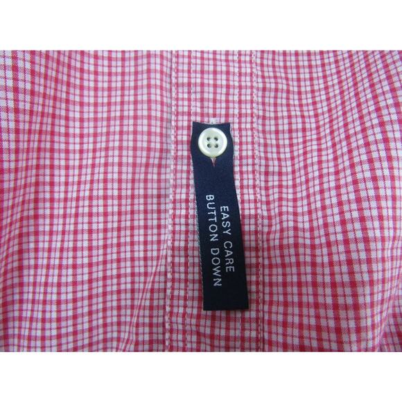 CHAPS Easy Care Red Berry Plaid Button Collar Shirt Mens size M Cuff Cotton - Picture 7 of 10